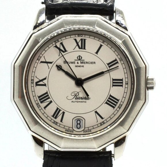 Men's 34mm Baume & Mercier Riviera Automatic Stainless Steel Leather Watch 3131! - Picture 1 of 11